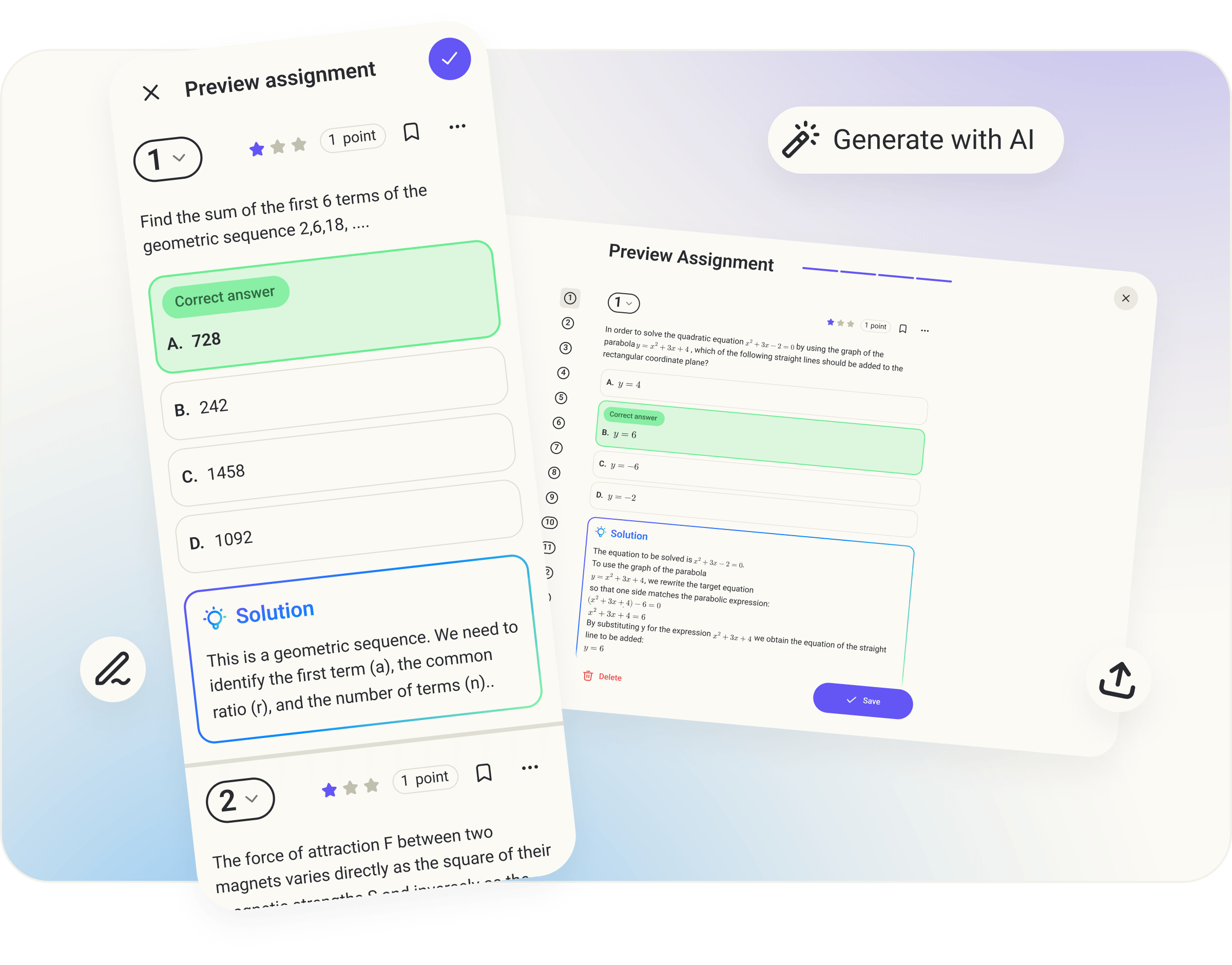 AI auto-marking in action: student answer with feedback highlights